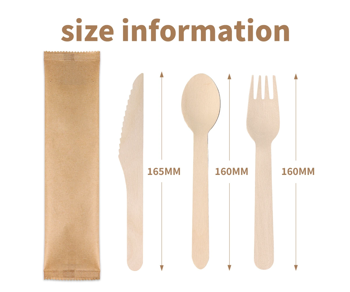 biodegradable wood cutlery set size
